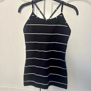 Ivivva by lululemon Black w White Stripes Tank Top w Shelf Bra Girls 14 Athletic